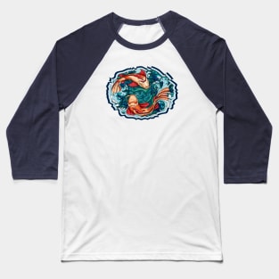 Bright koi fish in waves Baseball T-Shirt